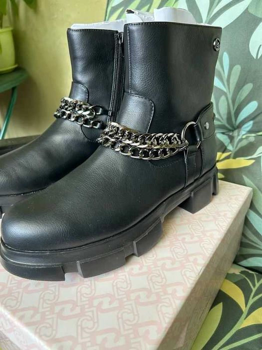 Boots botki Liu Jo czarne black eleganckie jesienno zimowe skóra