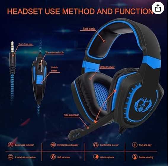 Auriculares com fios para computador, Anivia com microfone AH28.