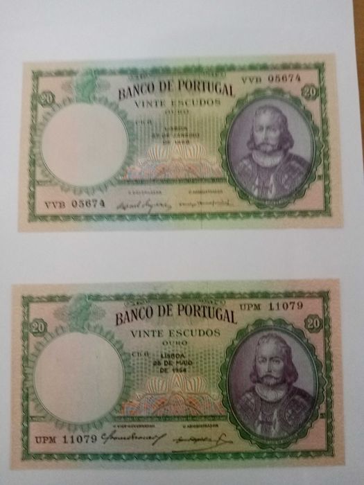2 Notas 20 escudos 1954 e 1959.