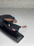 Мужские очки Ray Ban Wayfarer POLARIZED черные заушник дерево+метал