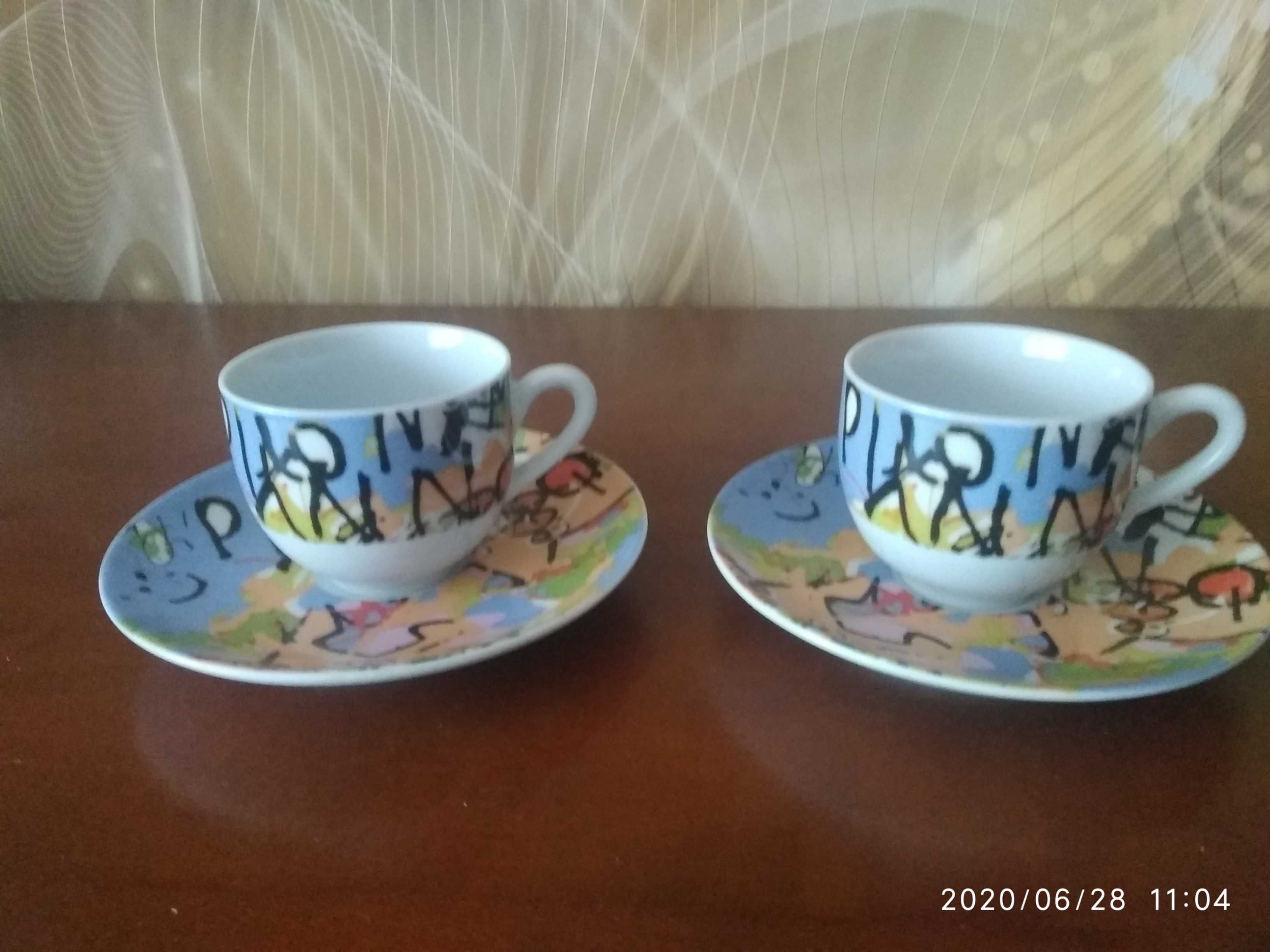 Filiżanka espresso Decor Graffiti z podstawką - para