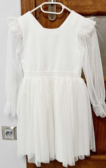 Sukienka 134 komunia wesele elegancka wizytowa ecru