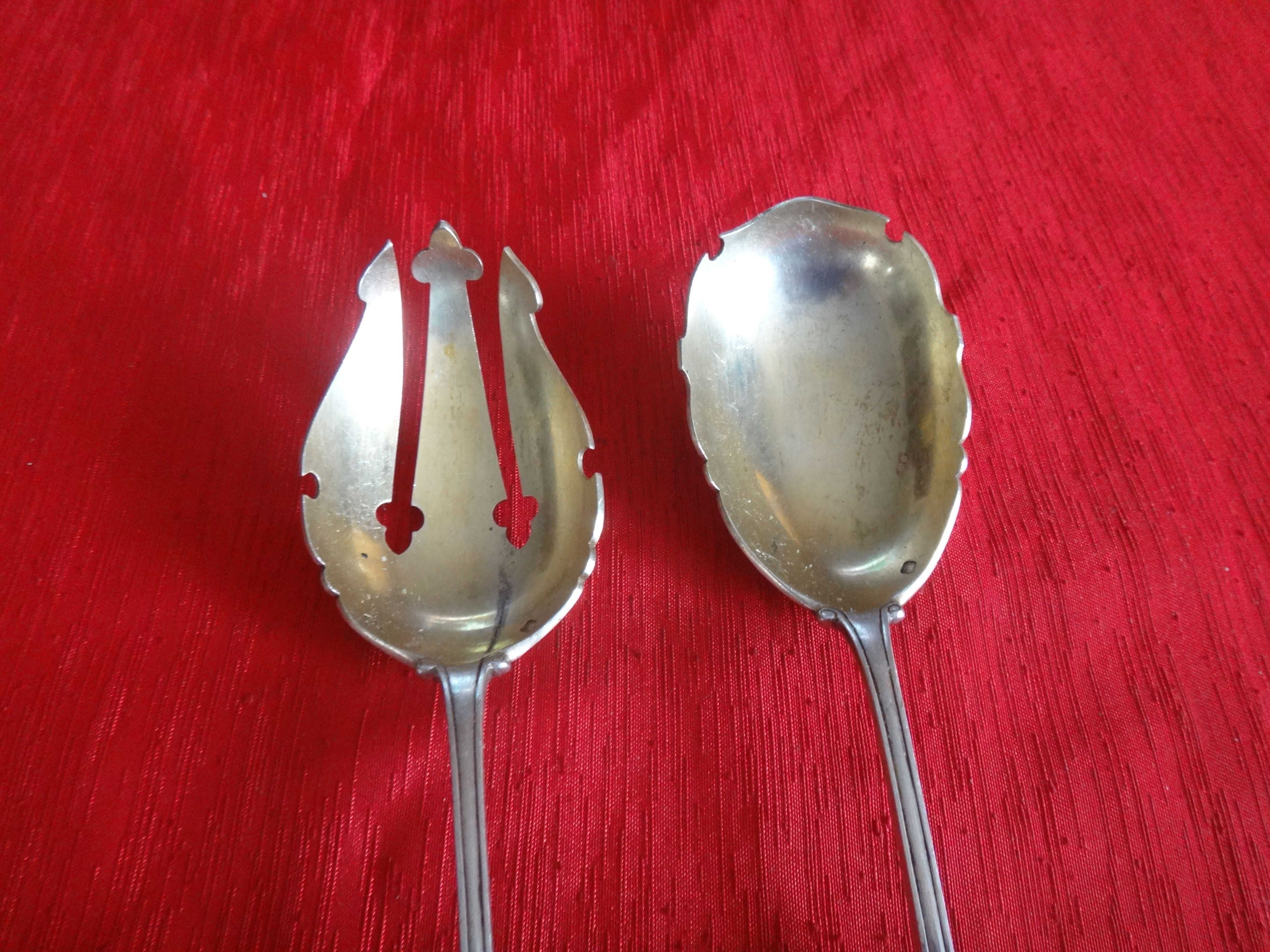 Srebrny  komplet  2 łyżki do sałatek - srebro