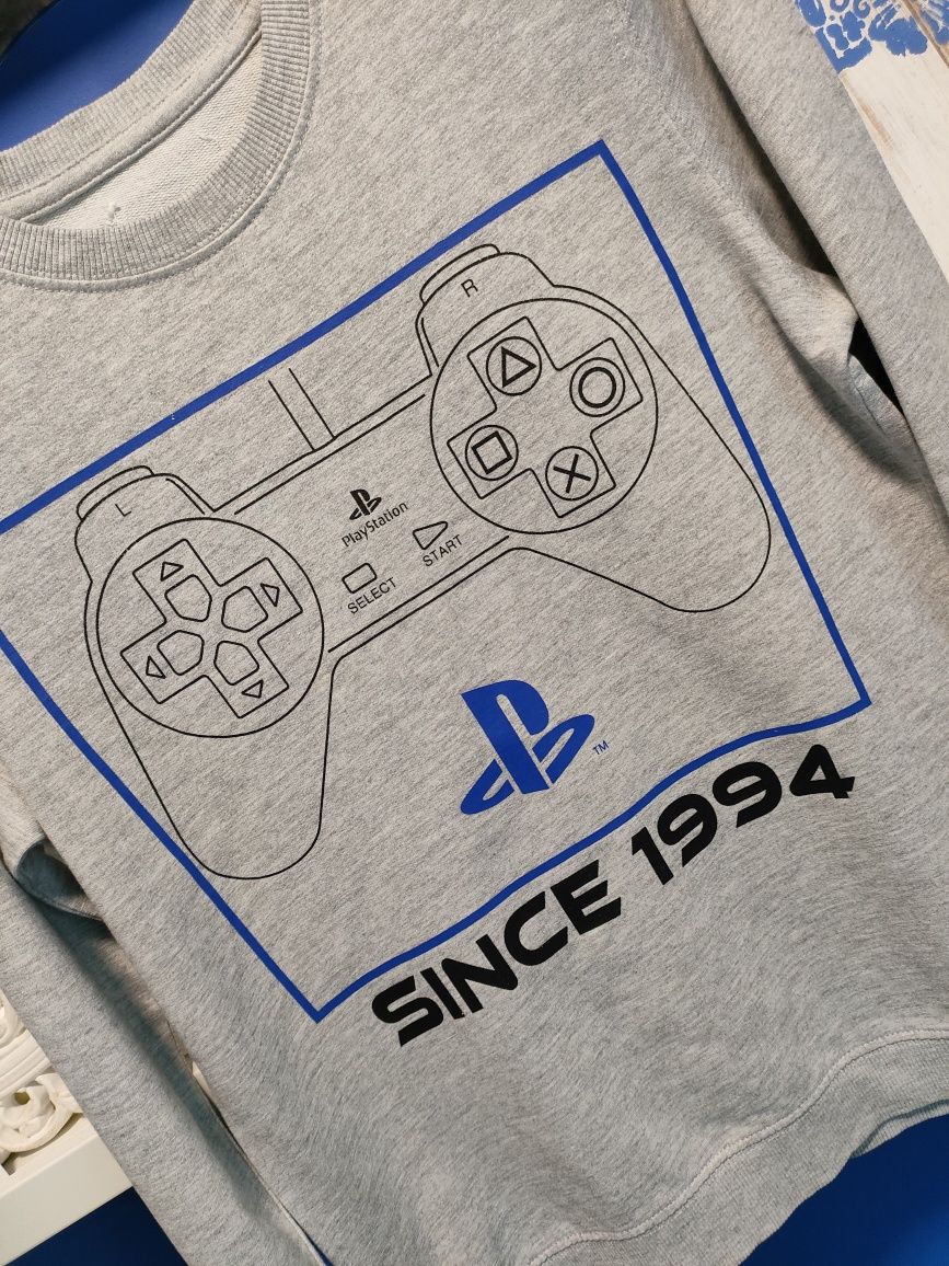 Dresowa bluza 146 Playstation Sinsay szara chłopięca okazja