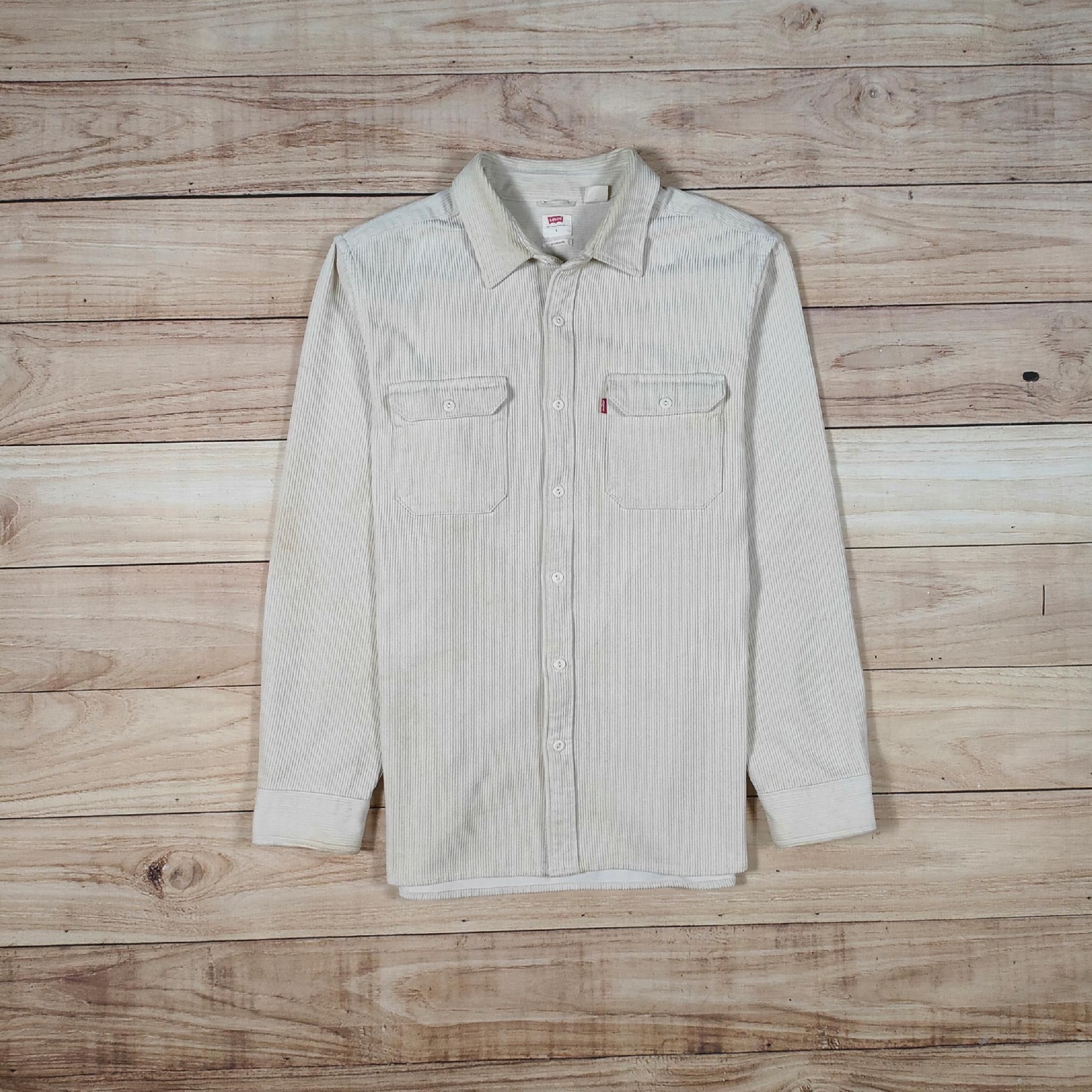 LEVI'S Koszula Męska Sztruks Beżowa Logowana r. L