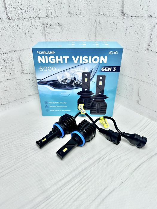 Led автолампы Carlamp Night Vision Gen3 H1 H3 H4 H7 H11 H13 HB3 НB4