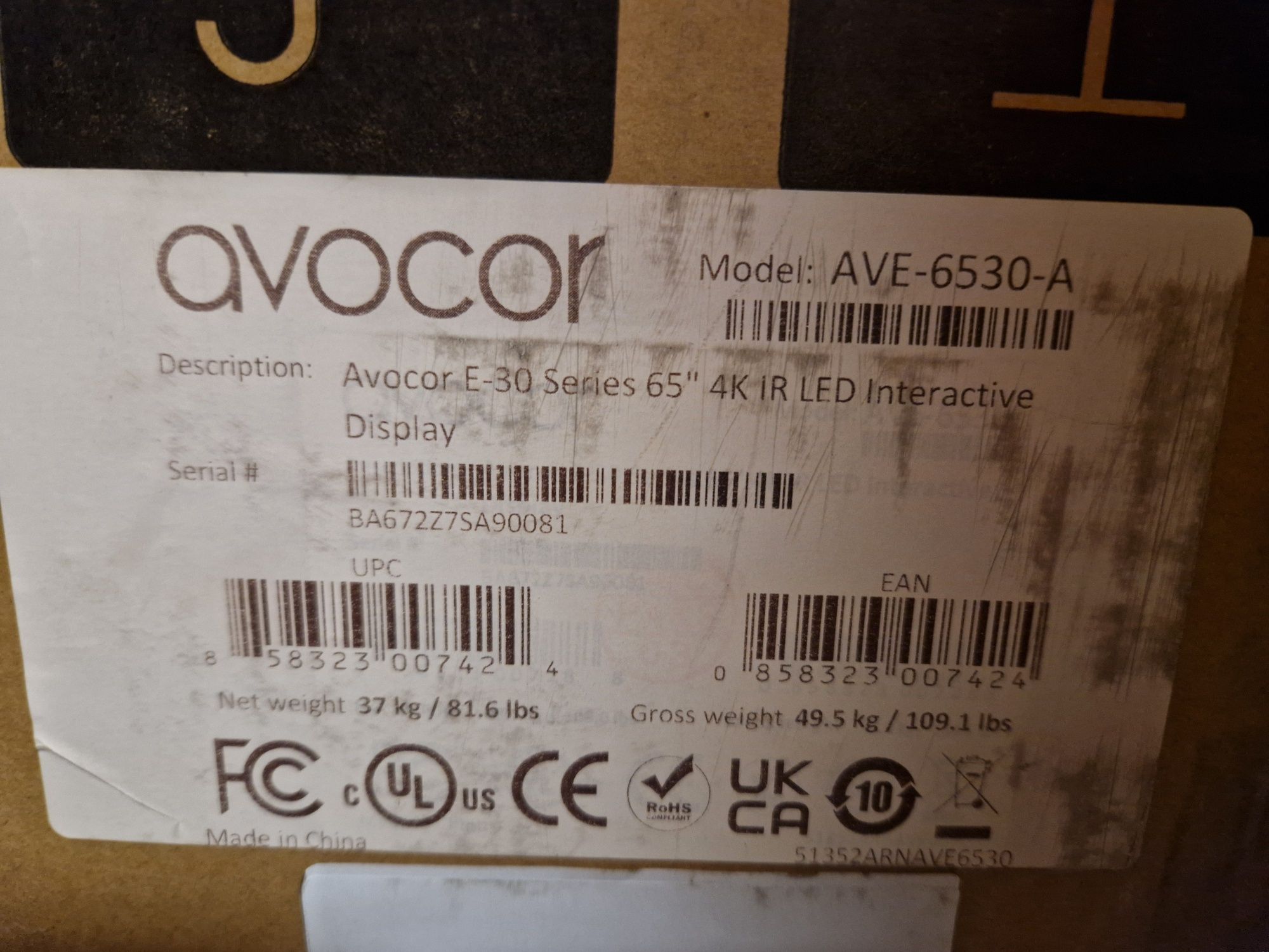 Avocor 65 cali monitor interaktywny