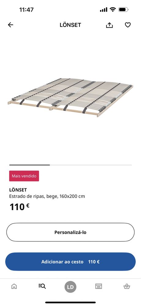 Estrado de ripas 160x200 Lonset