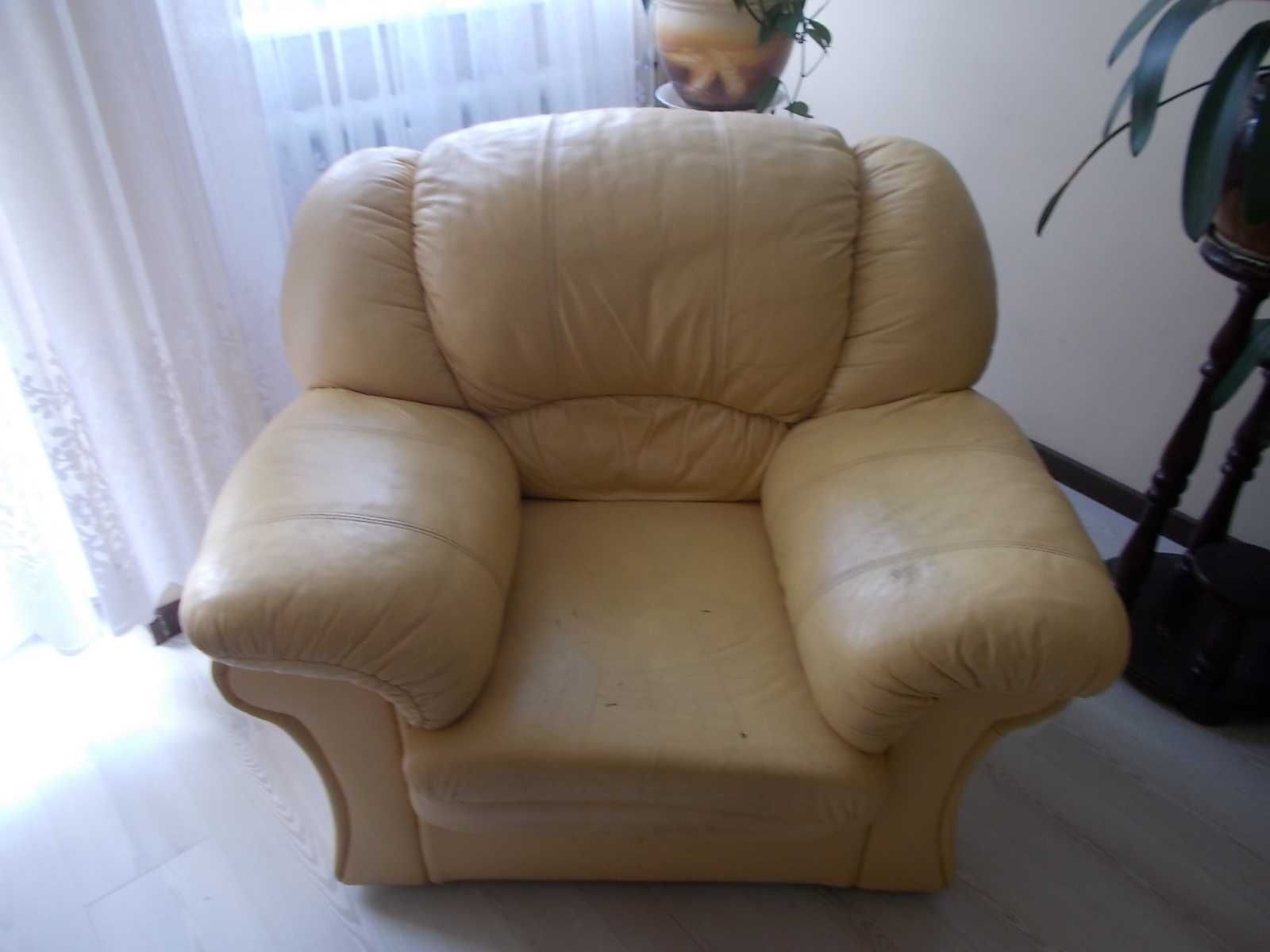 Kanapa + fotel skóra, sofa, zestaw.