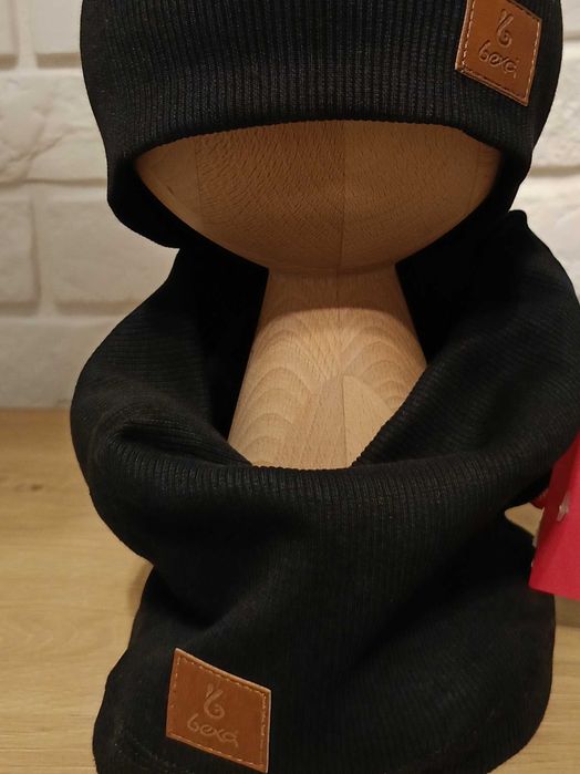 Zestaw czapka i komin Alan, rozmiar 44 czarna 80/86 cm