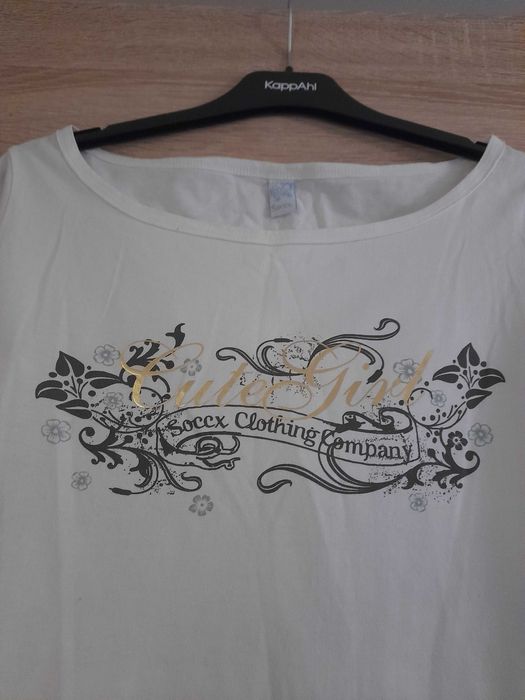 SOCCC L 40 biała bluzka wiązana gorsetowa złota długi rękaw