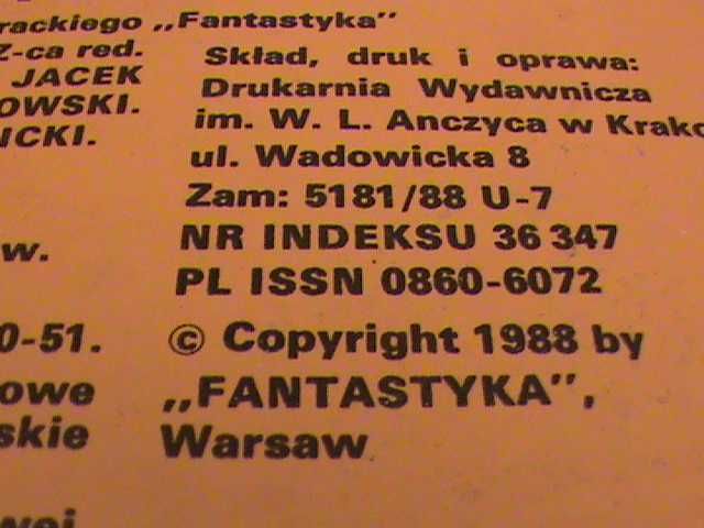 Komiks Yans Więzień wieczności Fantastyka 3/4 1988r.