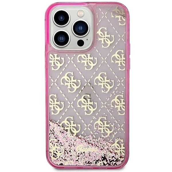 Etui Guess Liquid Glitter 4G Transculent na iPhone 14 Pro Max - różowe