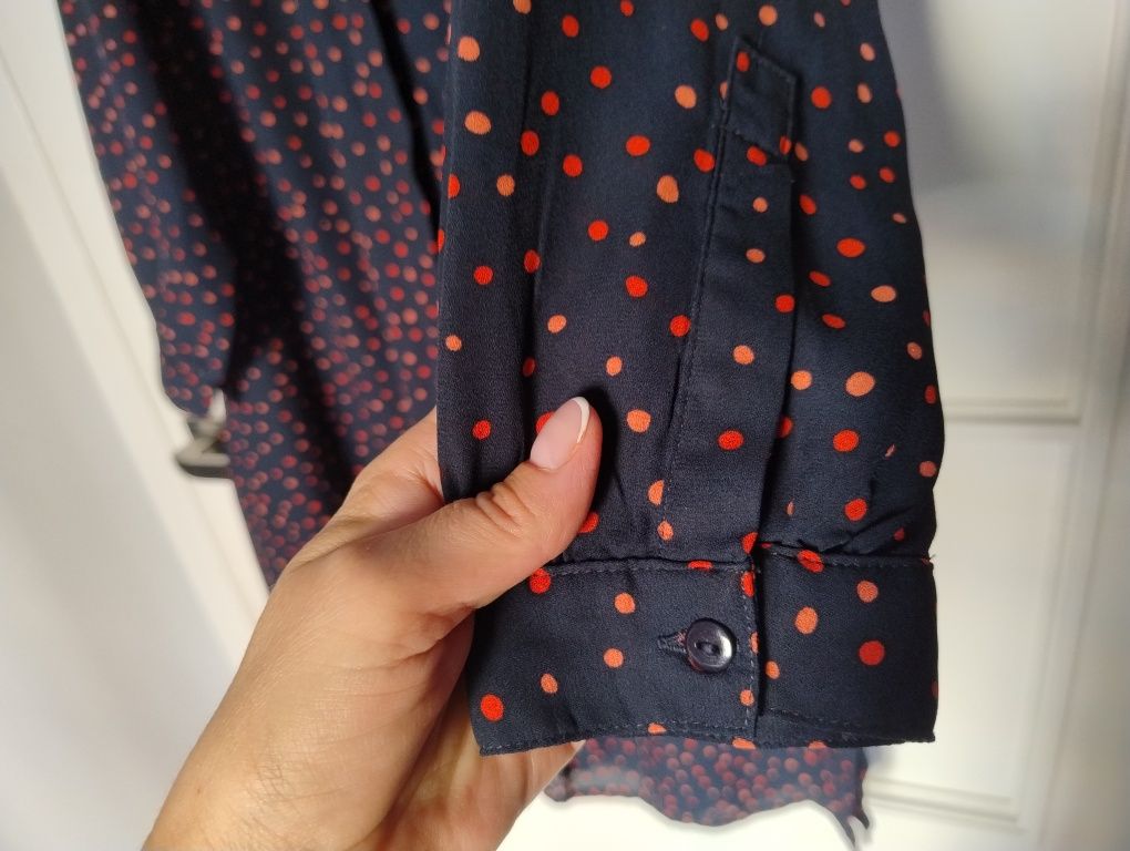 Sukienka L xl  granatowa w groszki