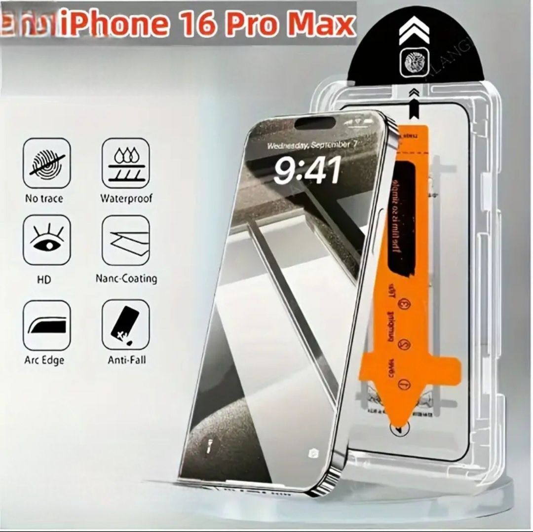 Защитное стекло Iphone 16 pro max, с авто наклейкой