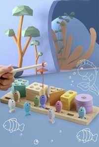 Геометричні фігури сортер,дерев'яні дитячі розвиваючі іграшки, рибалка