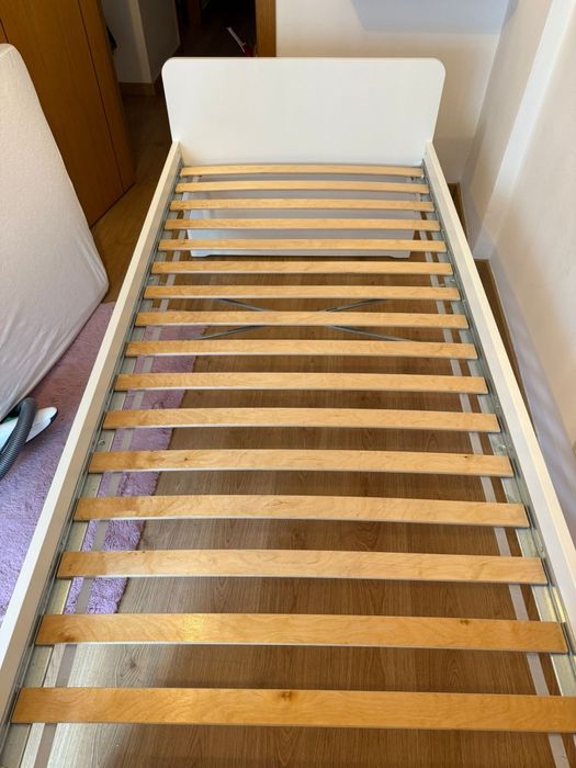 SLAKT Estrutura cama c/estrado ripas, branco, 90x200 cm
Estrutura cama