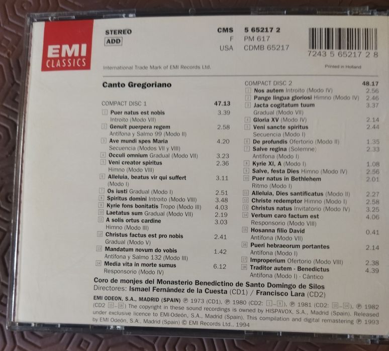 2 CDS. - Canto Gregoriano