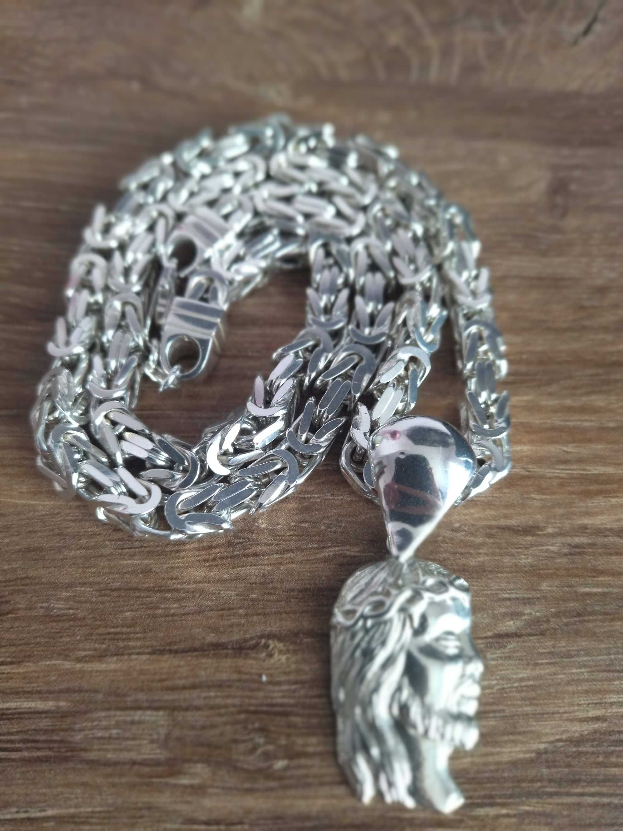 Śliczny srebrny łańcuch z zawieszką srebro próba 925 NOWY