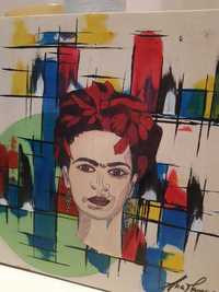 Quadro original e único de autor tema: Frida kahlo 40cm por 40cm
