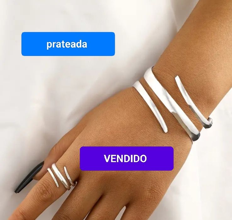 Conjunto em aço anel e pulseira ajustáveis