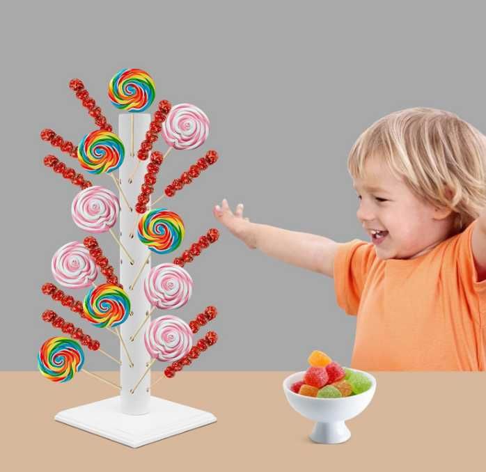 Biały stojak na lizaki,60 otwory ,drewniany stojak na cake popsy