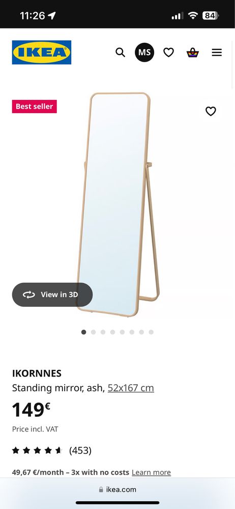 Espelho de pé ikea Ikornnes