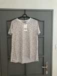 Zara tshirt biały w drobne kwiatuszki , tyl przedłużany roz.M