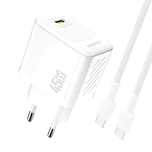 Ładowarka sieciowa Dudao A28C 45W GaN + kabel USB-C - biała