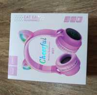 Беспроводные наушники Hoco W27 Cat Ear Pink с ушками на подарок
