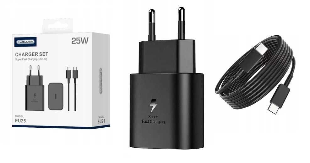 Ładowarka sieciowa PD 25W USB-C + Kabel USB typ C 1M JELLICO