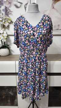 Kolorowa sukienka na lato w kawiaty 100% wiskoza r 44 M&S