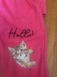 dres dziewczęcy różowy z kotem r  98-104