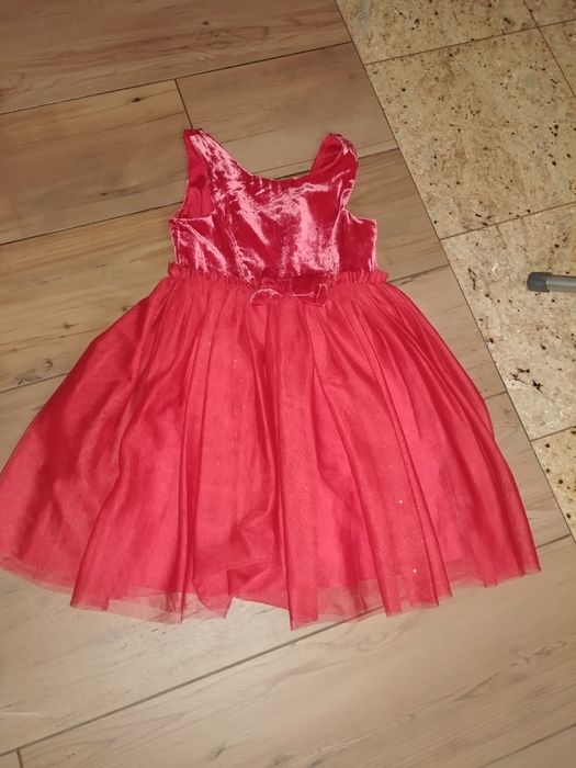 Sukienka czerwona brokatowa h&m 122