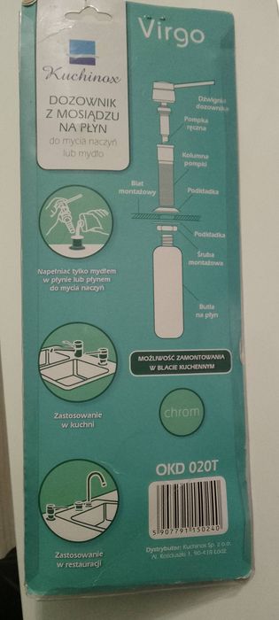 Dozownik na płyn lub mydło montowany w blacie