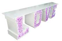 Love ażurowe stolik, candy bar, napis love z blatem.