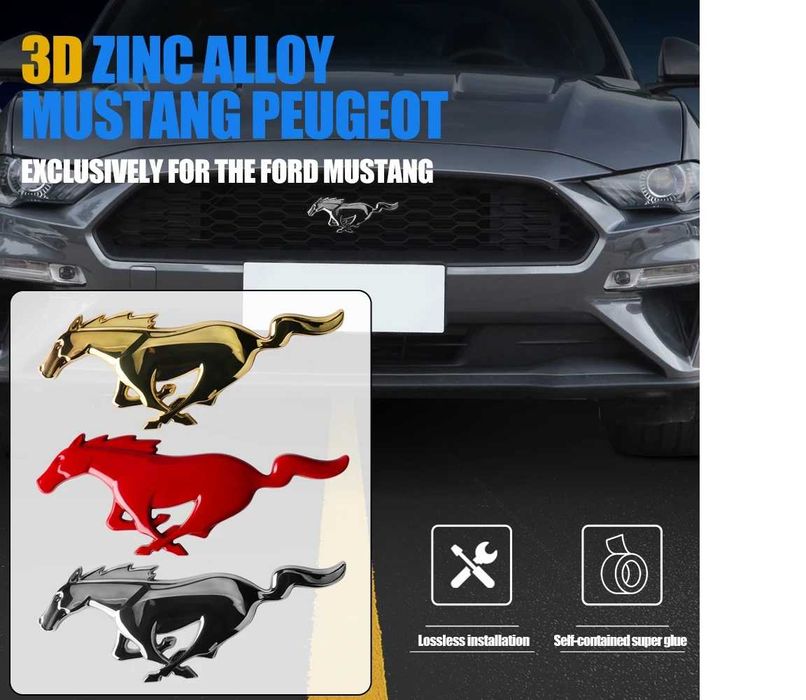 Хромированная эмблема на капот, решетку или багажник - Ford MUSTANG