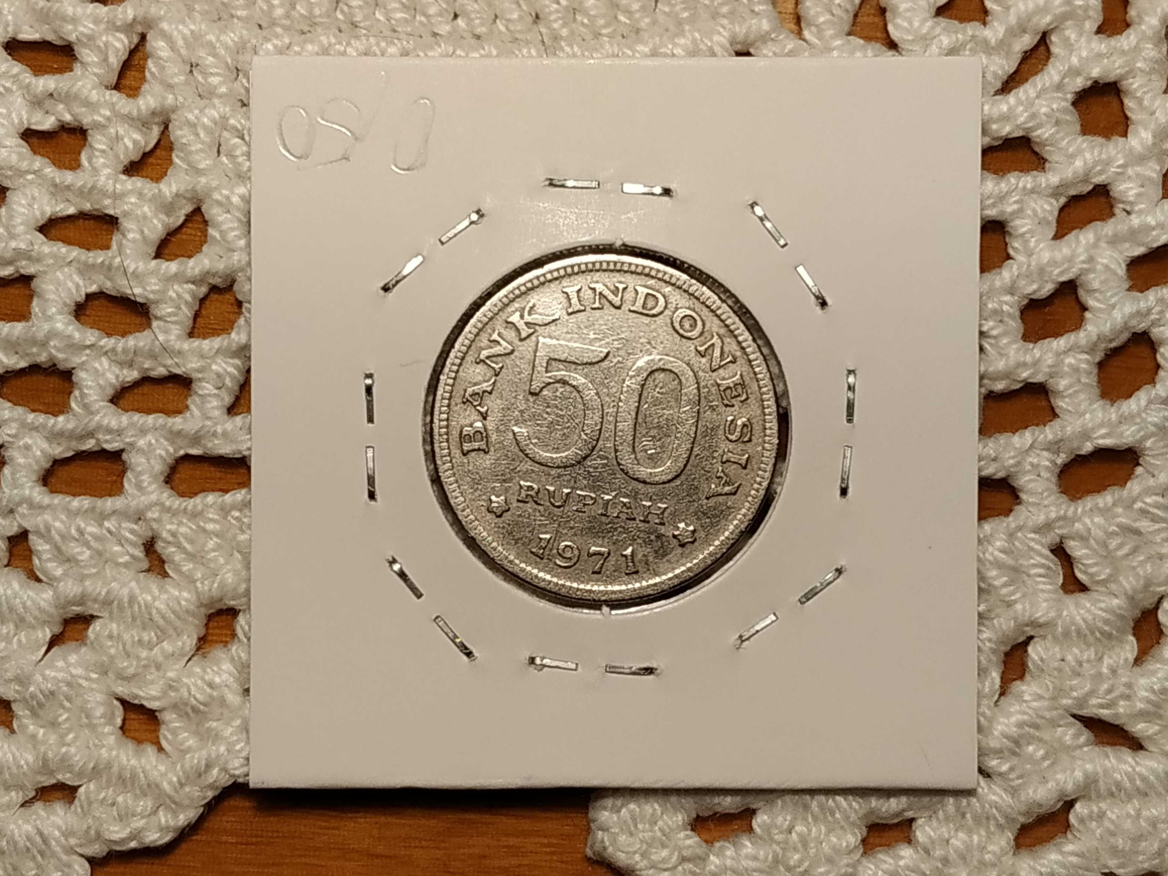 Indonésia - moeda de 50 rúpias de 1971 (animais)