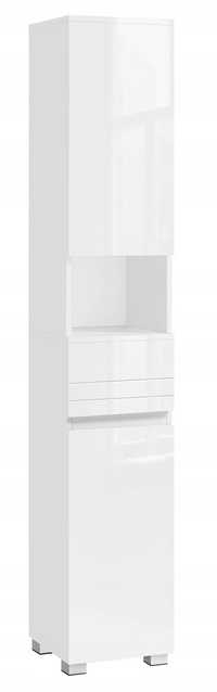szafka łazienkowa, kolumna z szufladą, biała 30x30x170 cm VASAGLE