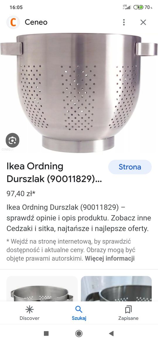 Ikea Ordning Durszlak Sito Sitko Cedzak