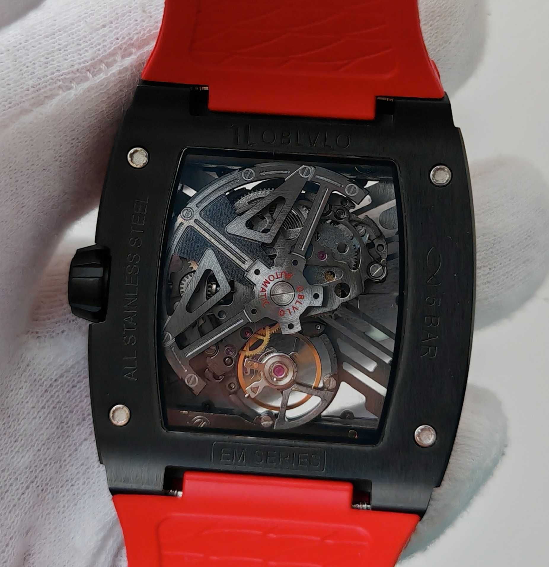 Чоловічий годинник OBLVLO Automatic Tonneau Mechanical Skeleton Sapphi