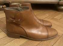 Massimo Dutti karmelowe botki sztyblety kozaczki skóra naturalna 38