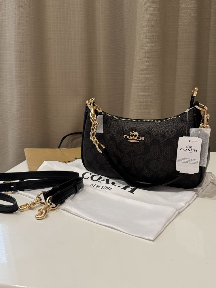 Сумочка Coach Teri коричнево-чорна сумка вечірня