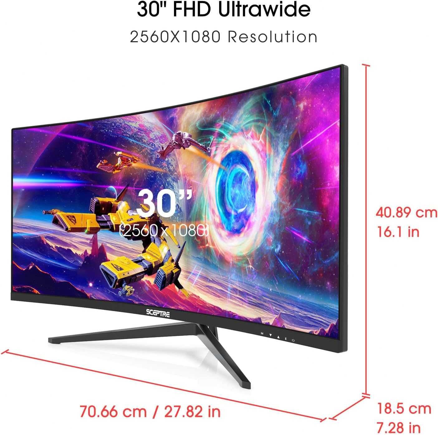 Ігровий монітор Sceptre Curved 30″ 21:9 2560x1080 200Hz Безрамочний