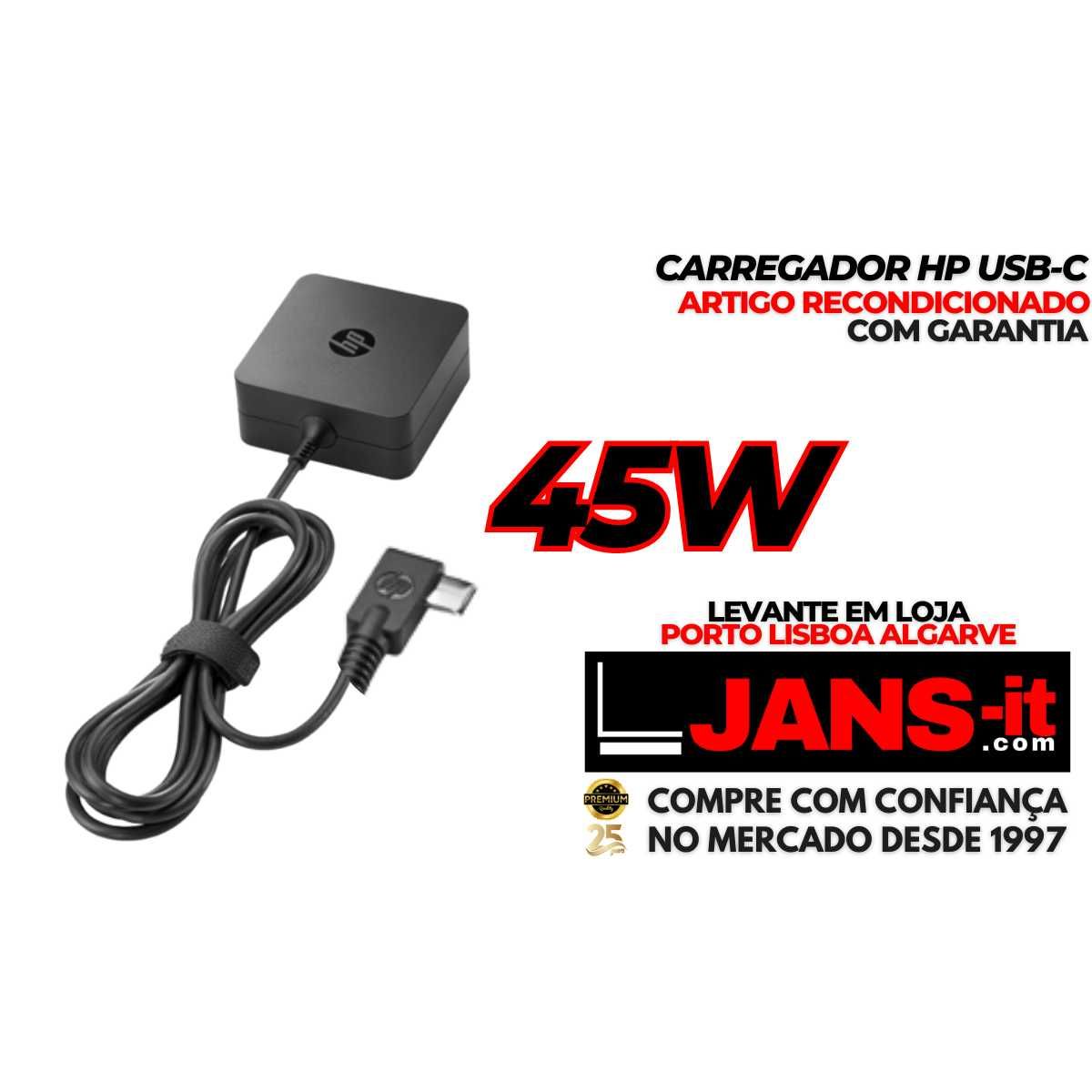 Carregador HP USB-C 5V 12V 15V 3A 45W