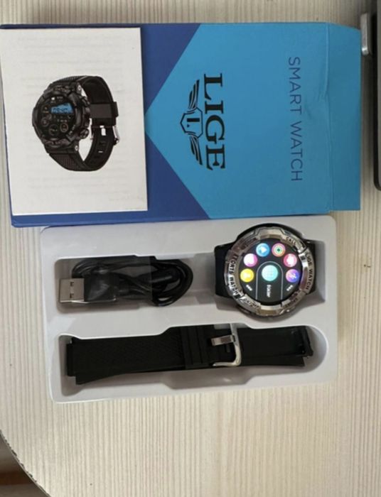 Чорний чоловічий смарт-годинник Smart Watch Lige ECG Black, розумний с