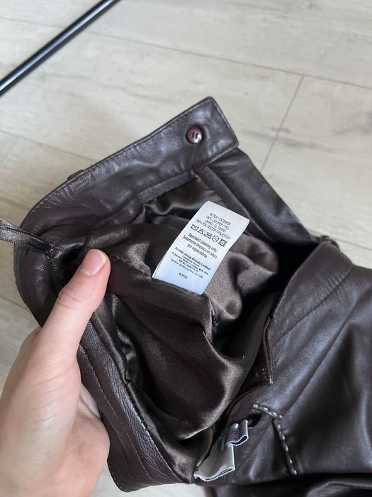 Шкіряні брюки штани прямого крою натуральна шкіра шоколадного