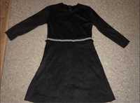 Черное бархатное замшевое короткое чорна платье плаття сукня