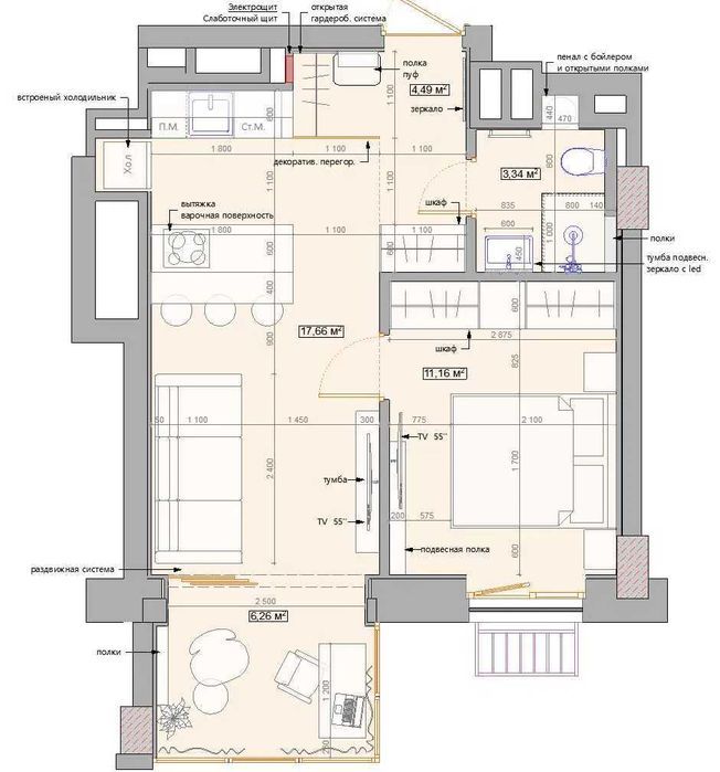 Аренда квартиры 2к 45м2 в ЖК Loft Smart з автономним живленням