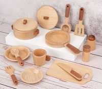 Drewniany zestaw kuchenny naczynia